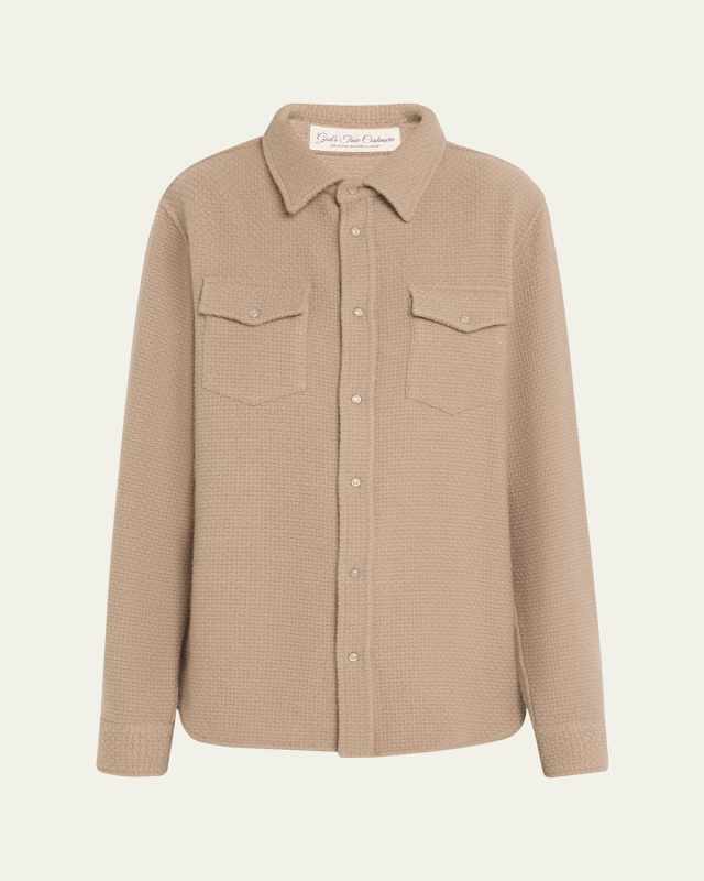 Smoke Waffle Cashmere Shirt Jacket